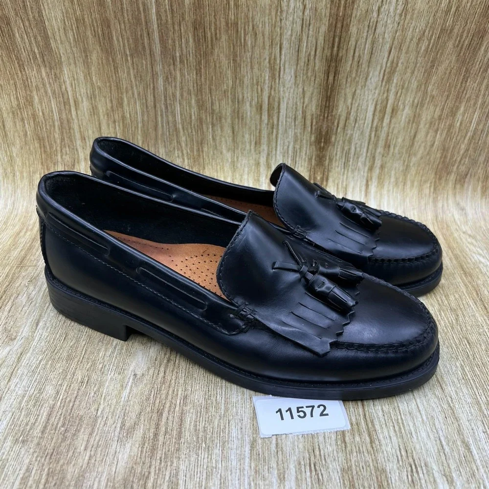 G.H. Bass Weejuns Marietta II Loafers Women's 10W Black Kiltie Tassel Leather